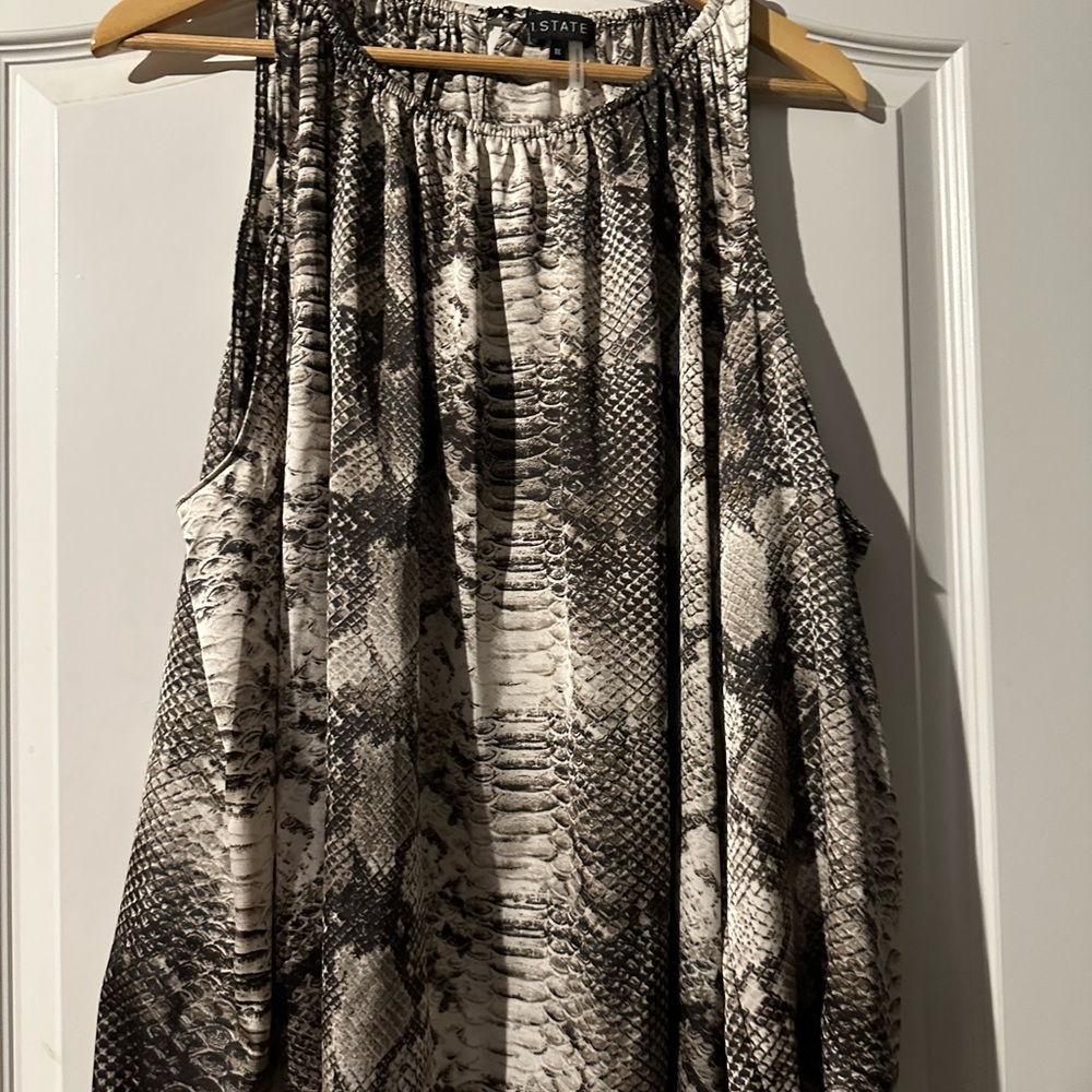 Brown/Black snakeskin pattern cut out sleeve blouse